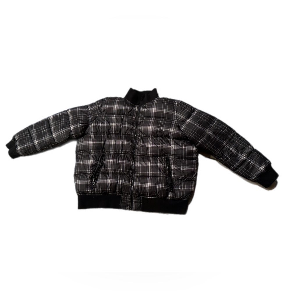 Gap Black Plaid Puffer Bomber‎ Jacket